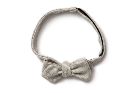 Pointed Bow Tie - Grey Stripe Wool