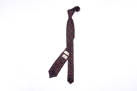 Navy Clay Check Pointed Neck Tie