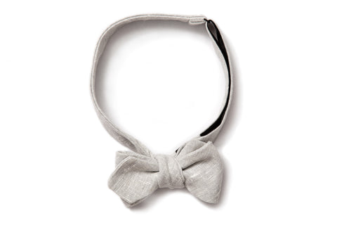Pointed Bow Tie - Grey Linen