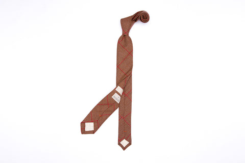 Terracotta Plaid Pointed Neck Tie