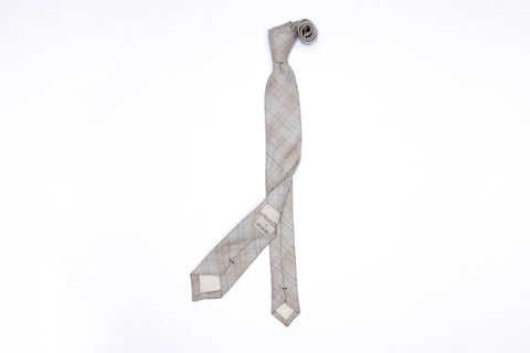 Pointed Necktie - Ash Bisque Plaid